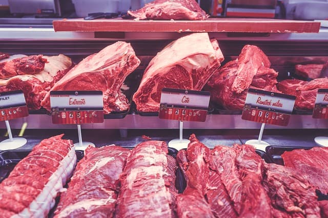 meat in butcher store